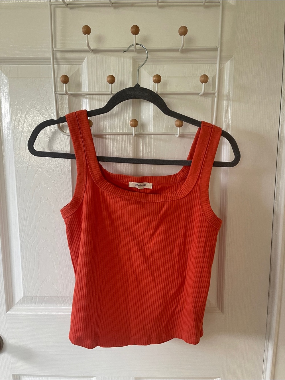 Women’s Ribbed Square-Neck Tank Top -  orange